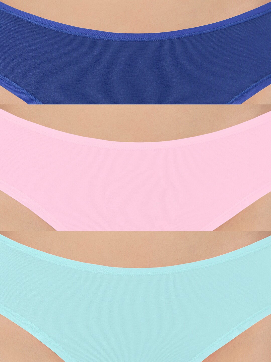 Assorted Pack of 3 Low Rise Outer Elastic Bikini Briefs PPK33002