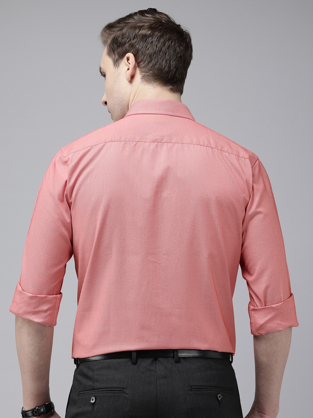 Self Design Slim Fit Textured Formal Shirt