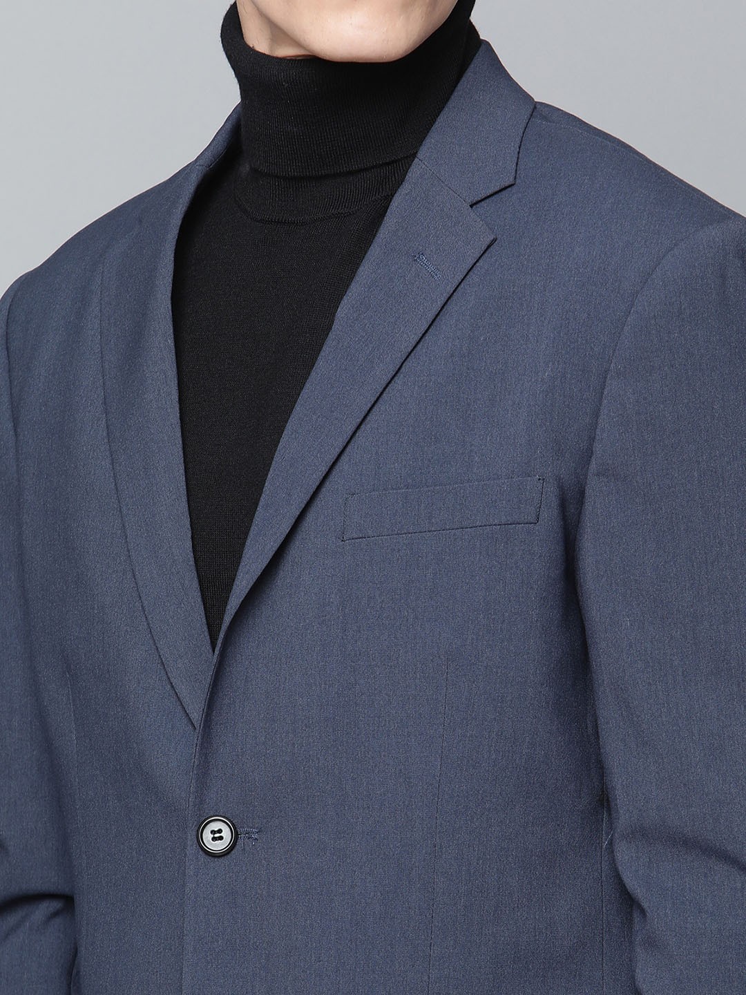 Men Navy Blue Solid Slim-Fit Formal 2- Piece Suit