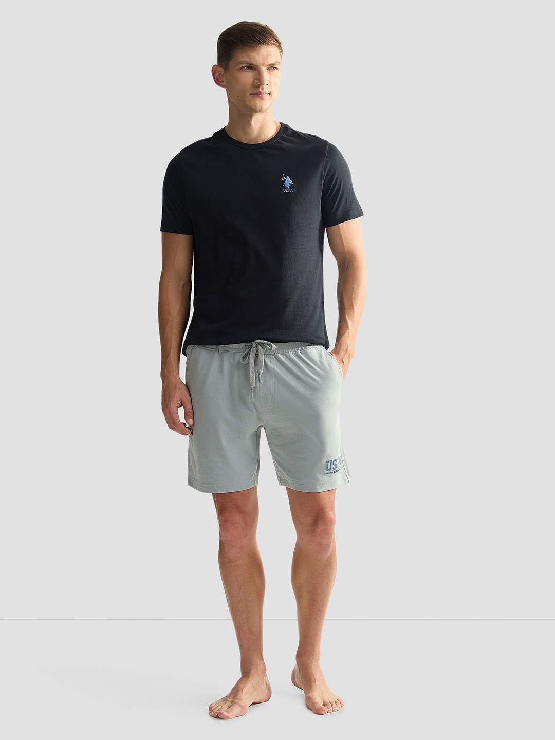 Men Brand Logo Mid-Rise IYBF Knit Lounge Shorts