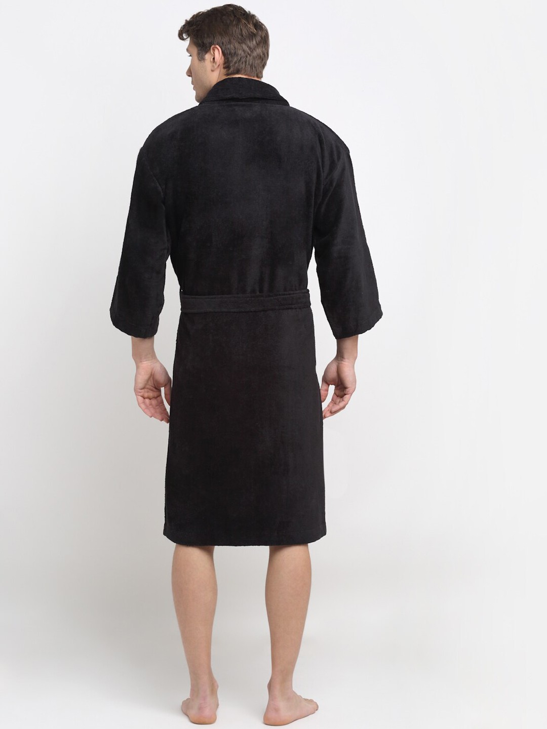 Black Solid Bath Robe