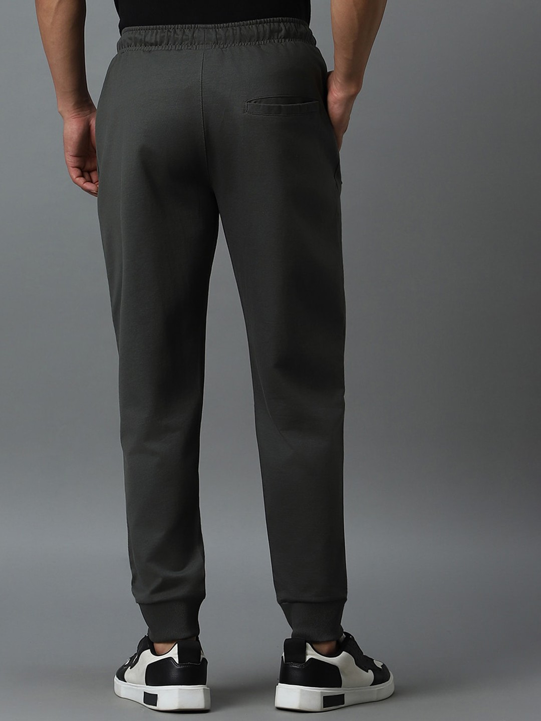 Men Grey Mid-Rise Cotton Joggers
