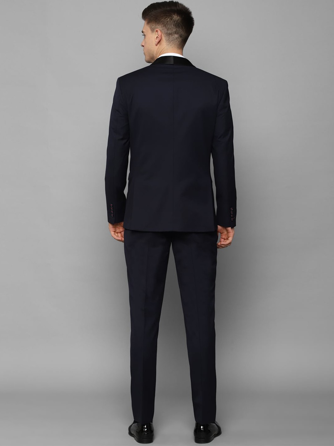 Men Navy Blue Solid Slim-Fit Single-Breasted Two-Piece Party Suit