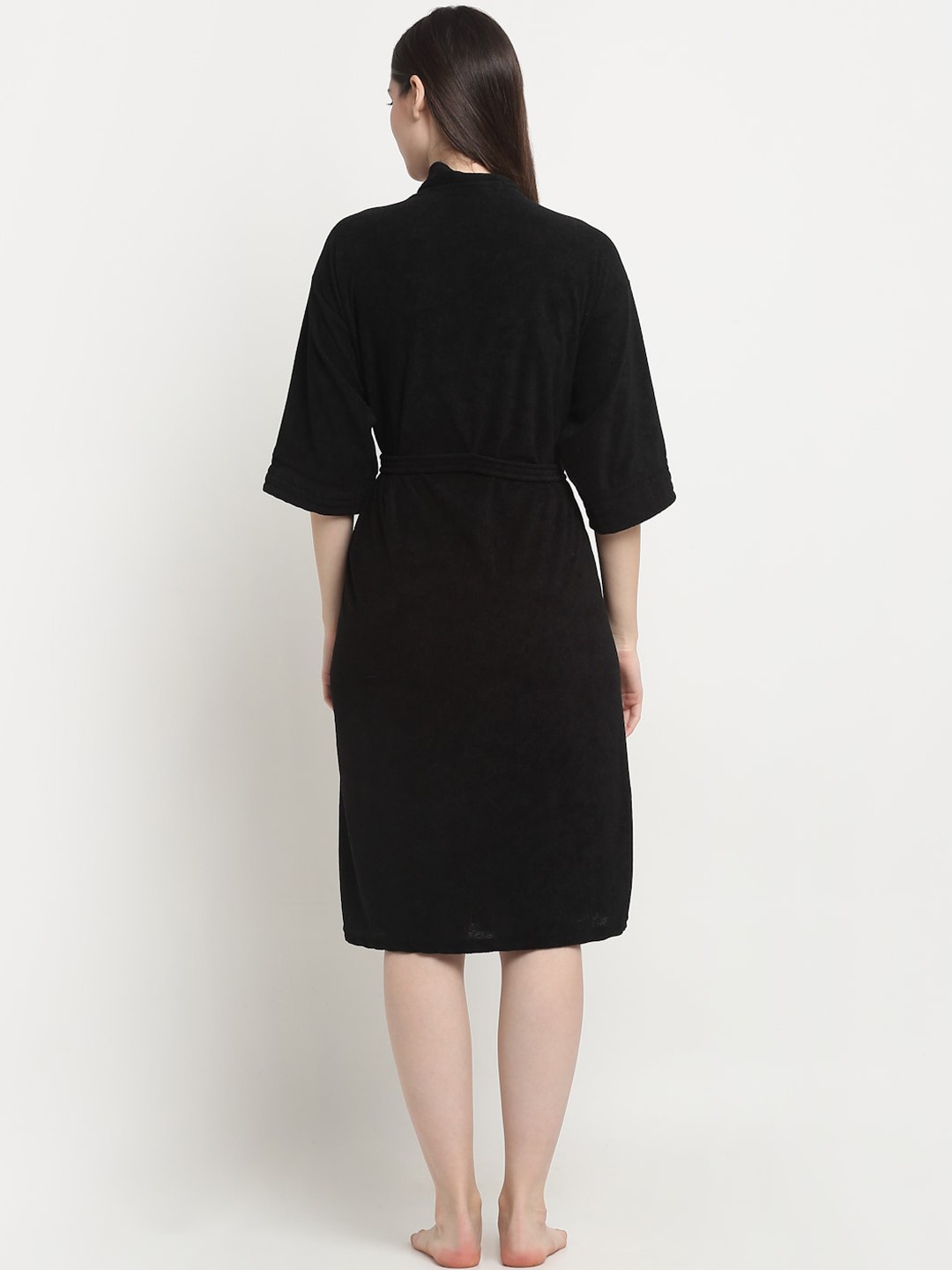 Black Solid Bath Robe