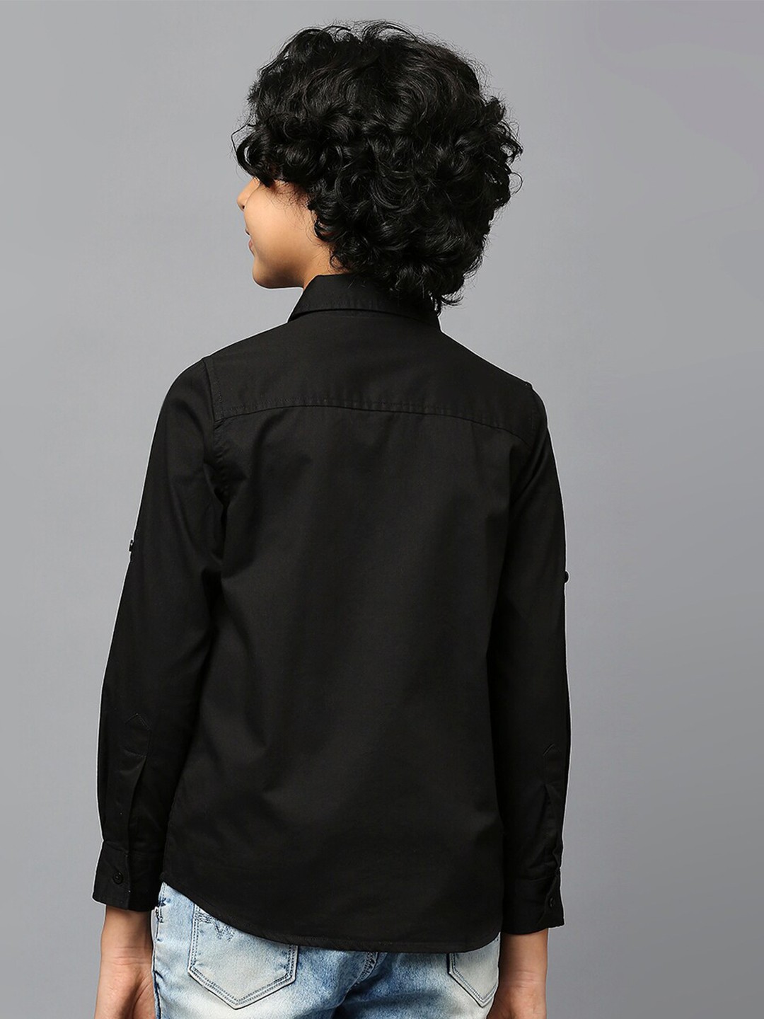 Boys Roll-Up sleeves Classic Fit Pure Cotton Casual Shirt