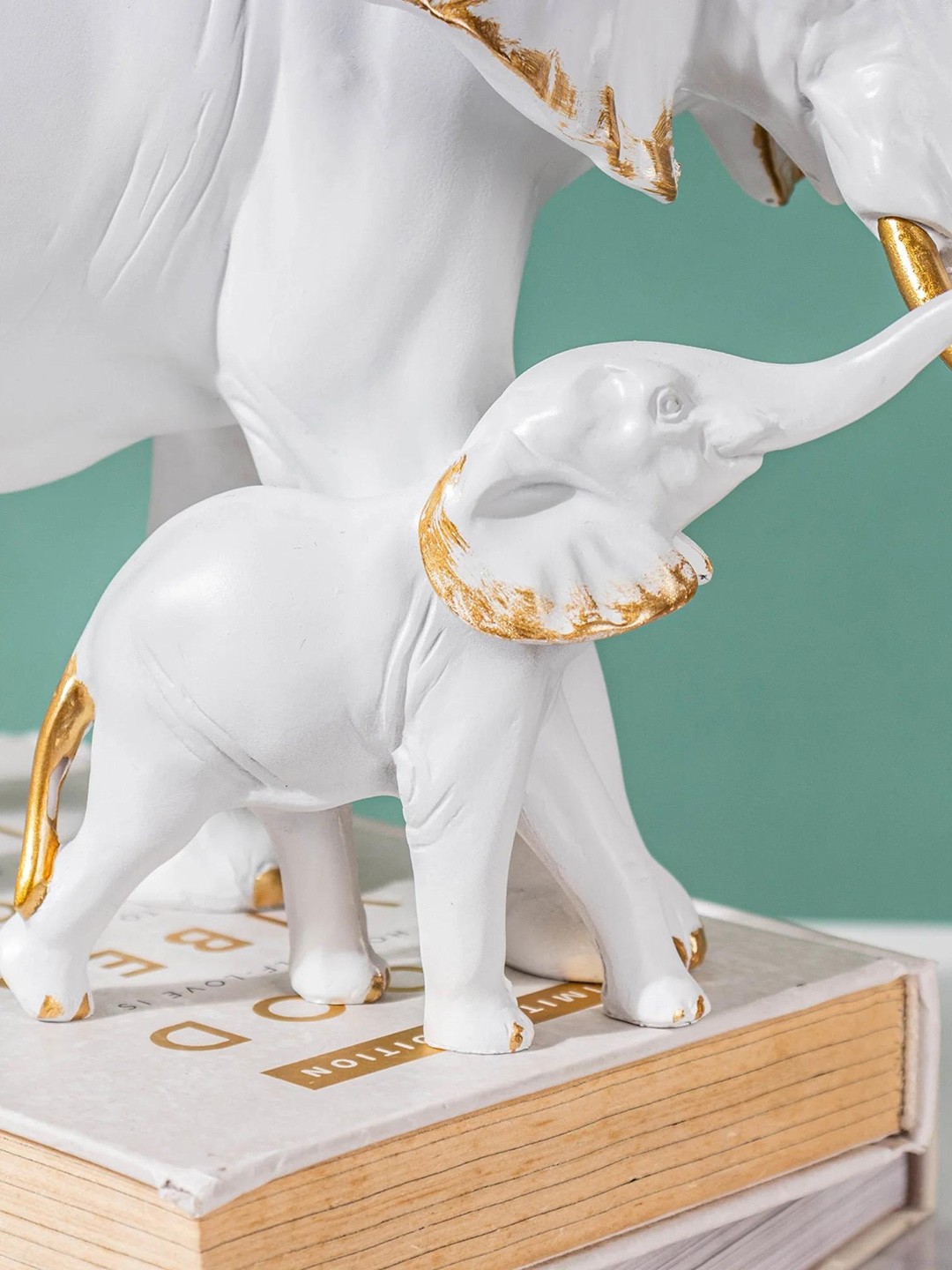White & Gold-Toned Elephant Decor Vintage Showpiece