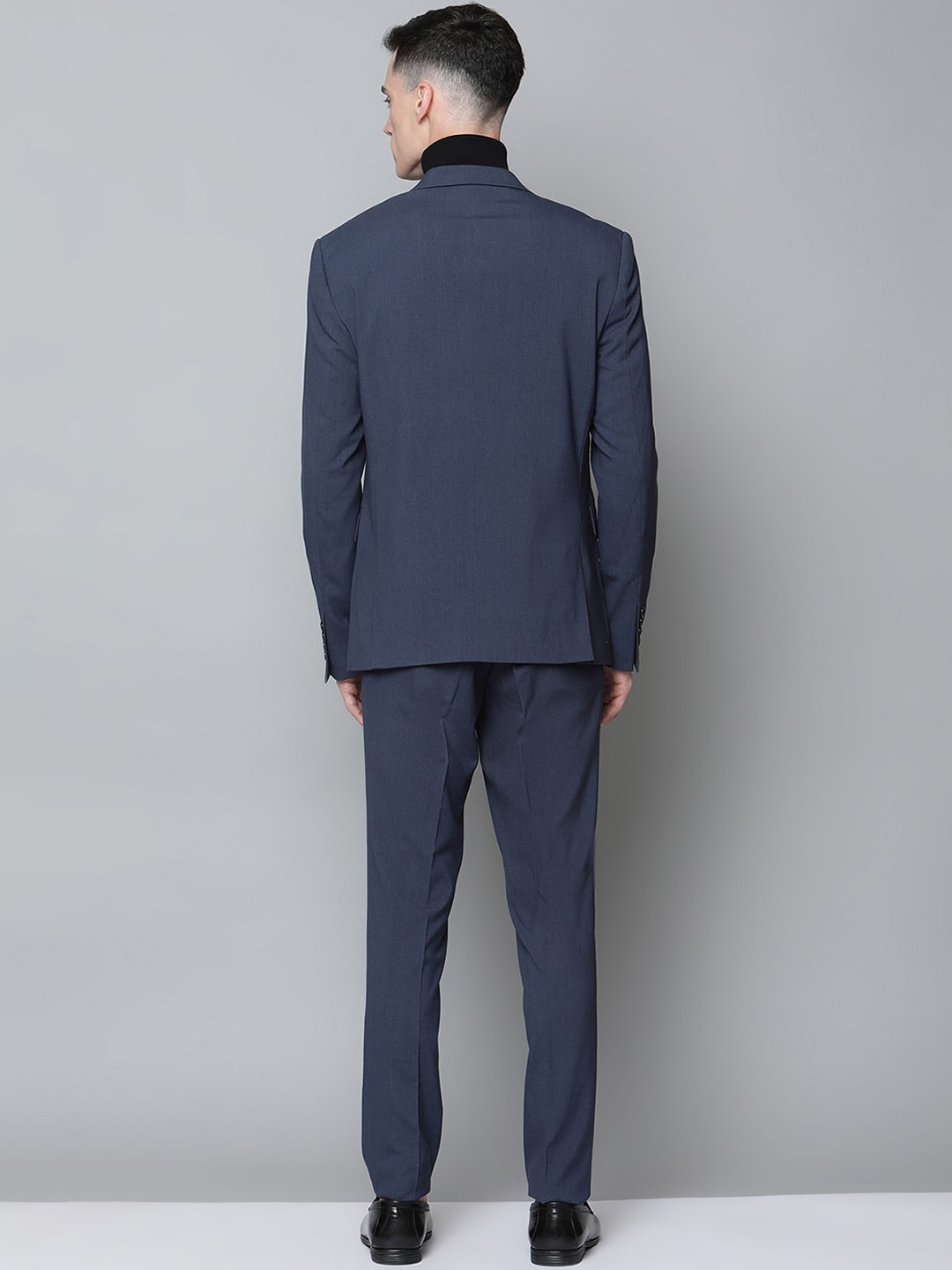 Men Navy Blue Solid Slim-Fit Formal 2- Piece Suit