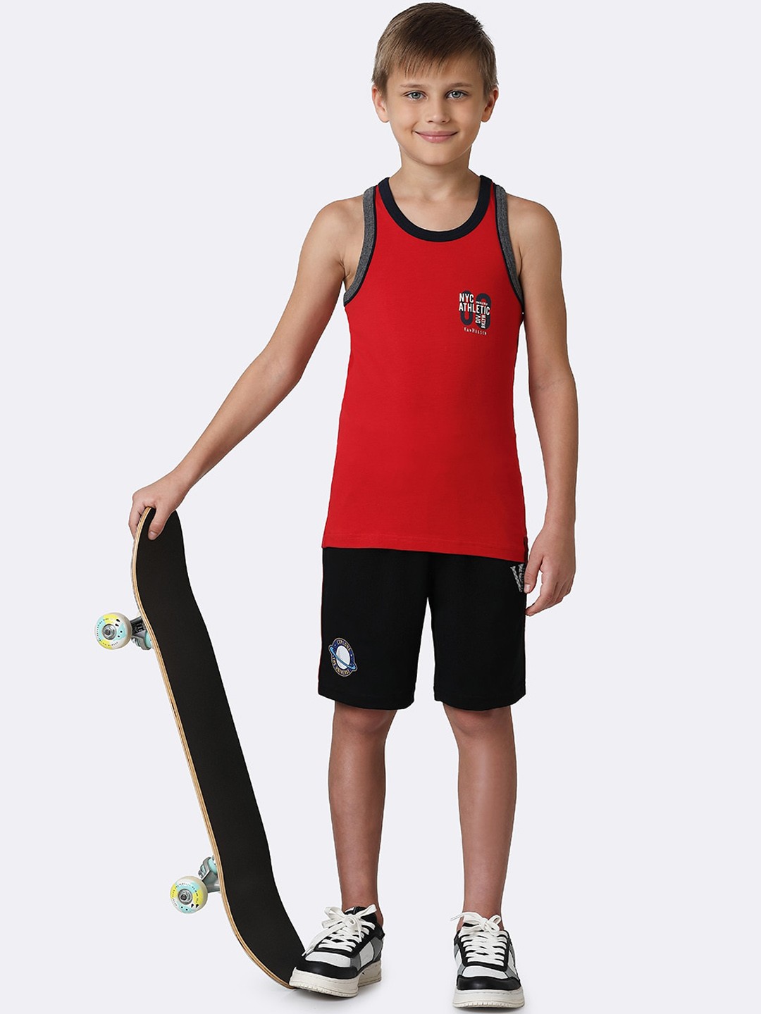 Boys High-Rise Cotton Sports Shorts
