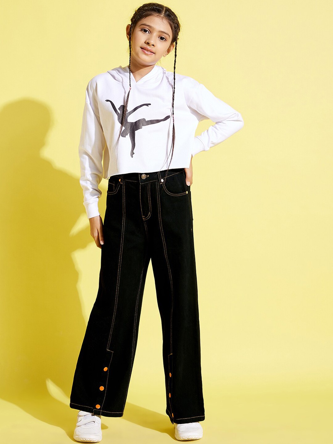 Noh Voh - SASSAFRAS Kids Girls Black Wide Leg Jeans