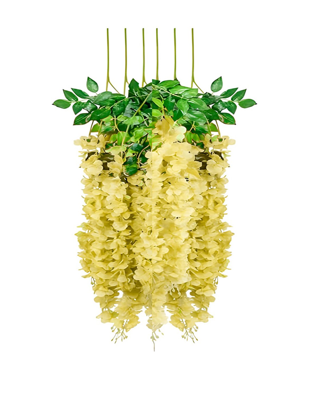 6-pcs Yellow & Green Wisteria Artificial Flowers Hanging Decor