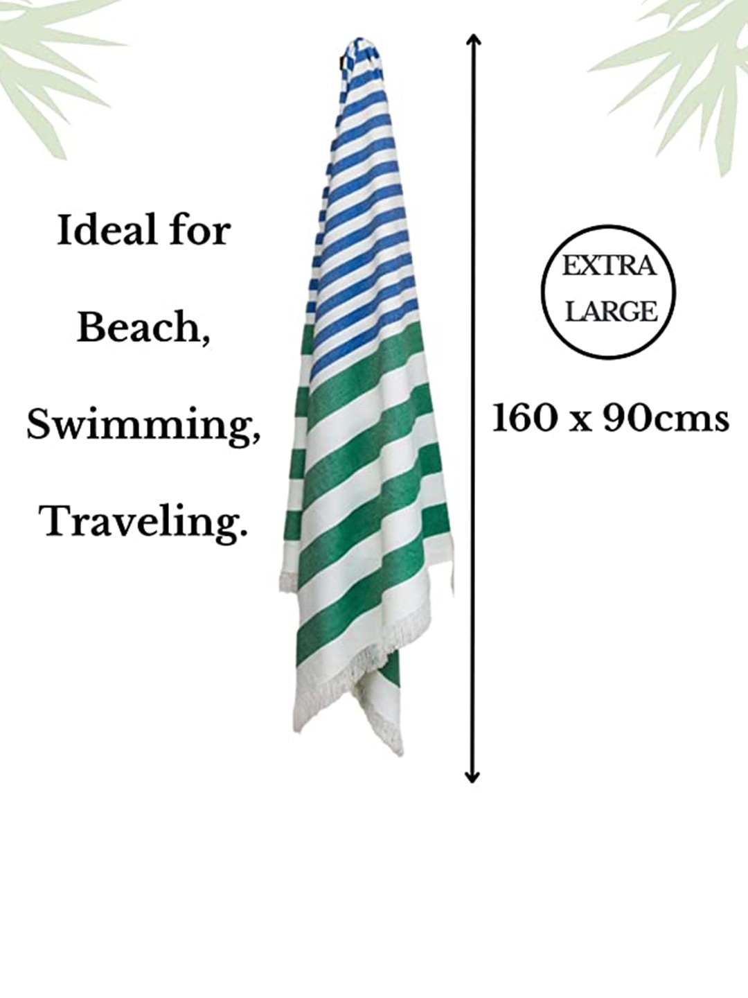 Striped Extra Large Bamboo Cabana Turkish Beach Towel - 300 GSM