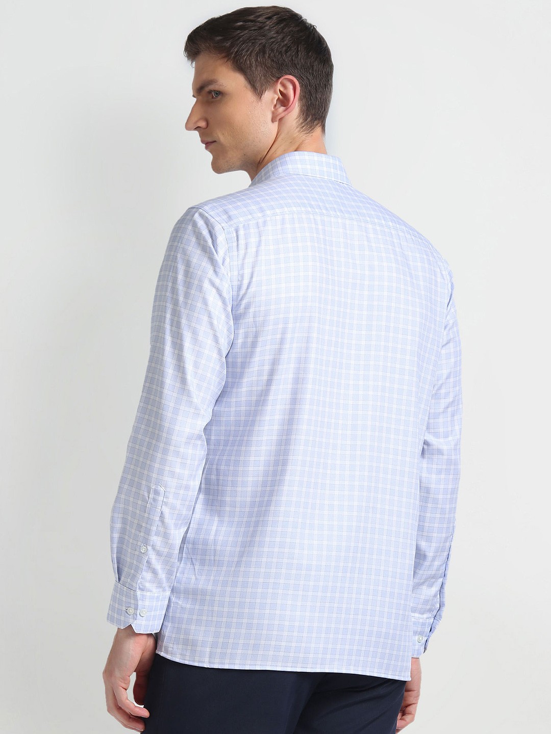 Grid Tattersall Checks Checked Spread Collar Cotton Autopress Formal Shirt
