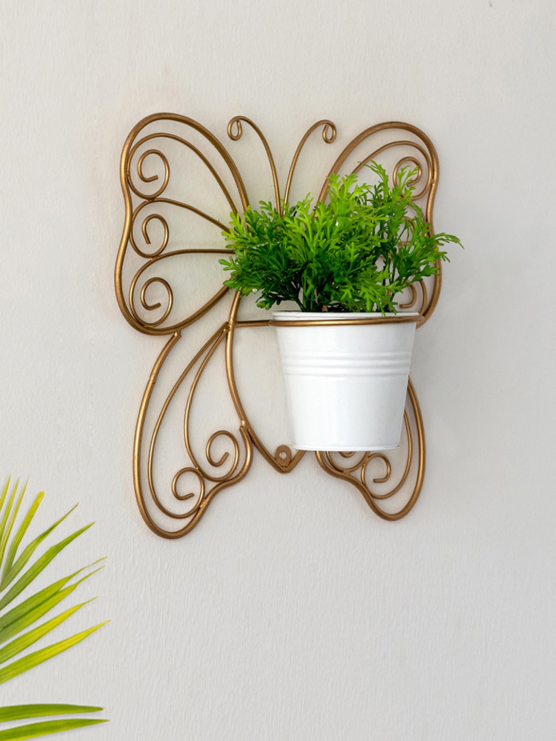 White Butterfly-Shaped Wall Hanging Planter With Stand