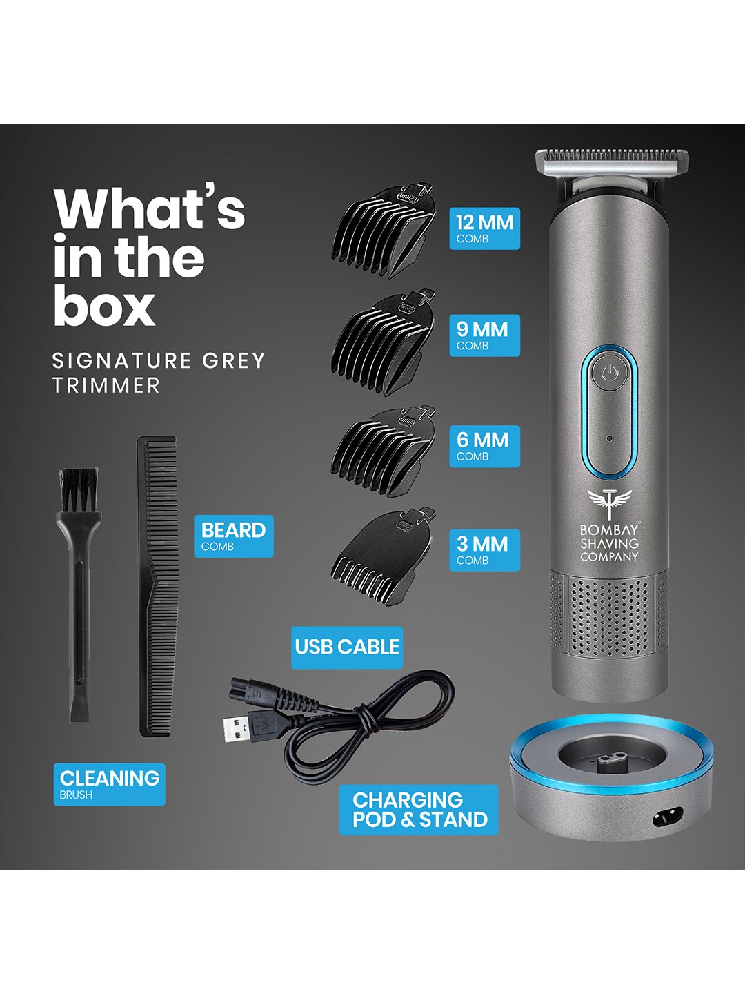 Men Grey & Blue All-in-One Beard Trimmer